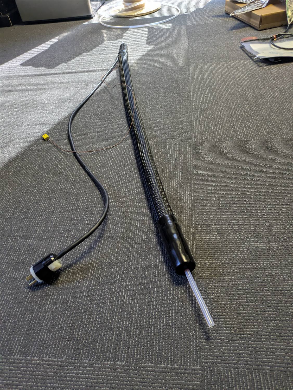 Complete heated transport line assembly in natural light